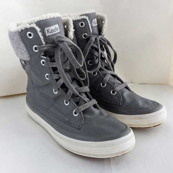 Keds Shoes Keds Juliet Hi Top Winter Sneakers Grey Gray Leather